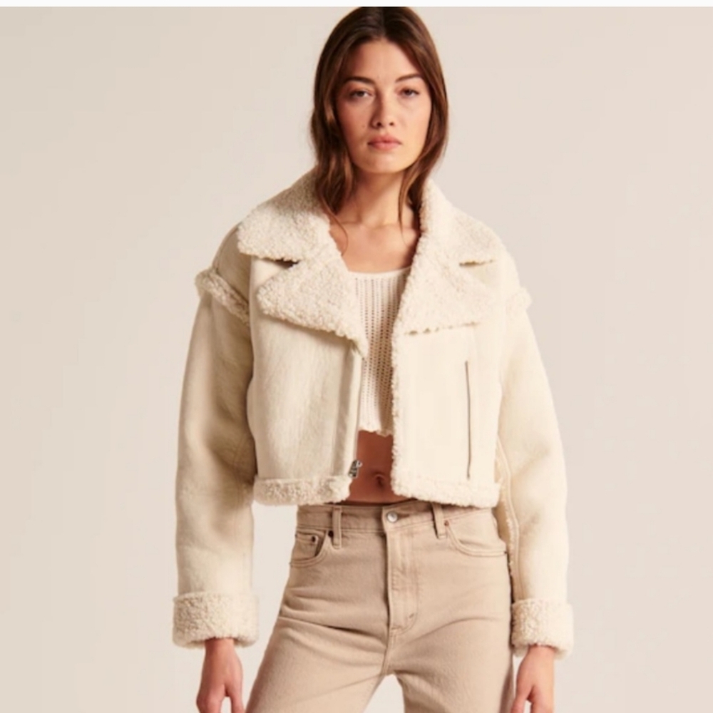 Abercrombie & Fitch Cream Bomber Jacket